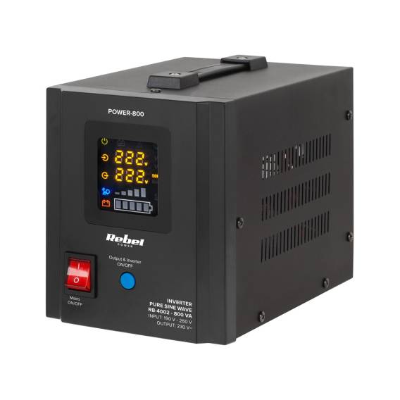 Obrázok pre Rebel POWER-800 Uninterruptible Power Supply - converter with pure sine wave and charging function 12V 230V 800VA/500W