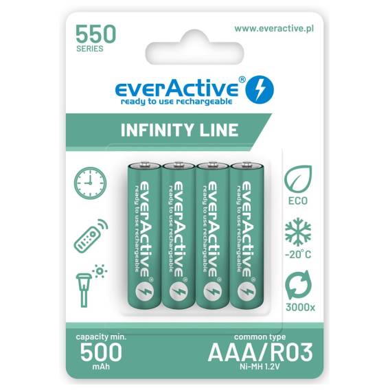 Obrázok pre Nabíjecí baterie everActive Ni-MH R03 AAA 550 mAh Infinity Line