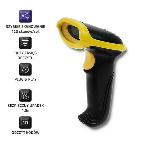 Obrázok pre Qoltec 50862 Bezdrátová čtečka čárových kódů 1D | 2,4GHz