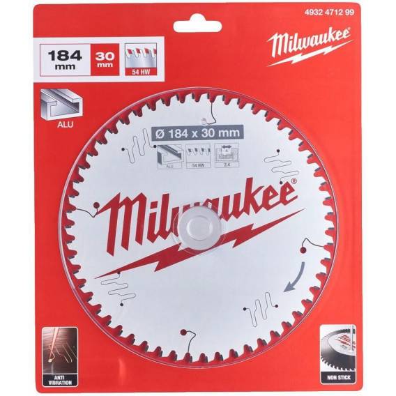Obrázok pre MILWAUKEE CIRCULAR SAW BLADE 184x30x2.4x54MADE OF ALUMINIUM CSB P W