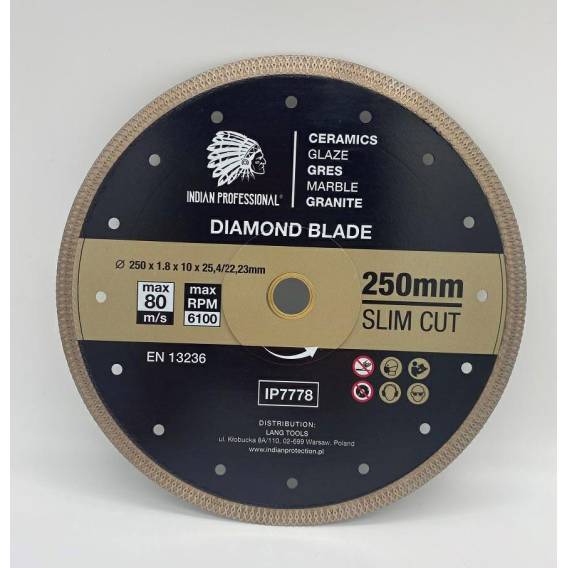 Obrázok pre INDIAN PROFESSIONAL SLIM CUT DIAMOND BLADE 250mm