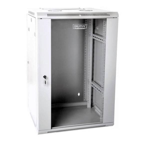 Obrázok pre Wall-mounted network cabinet 19" 18U rack 600x600, door glass, gray, split, folded, 60kg