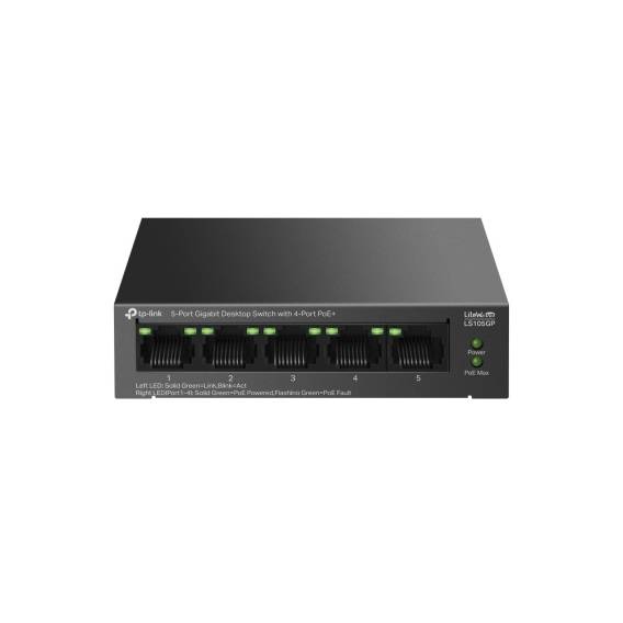 Obrázok pre TP-Link LiteWave LS105GP síťový přepínač Nespravované Gigabit Ethernet (10/100/1000) Podpora napájení po Ethernetu (PoE) Černá