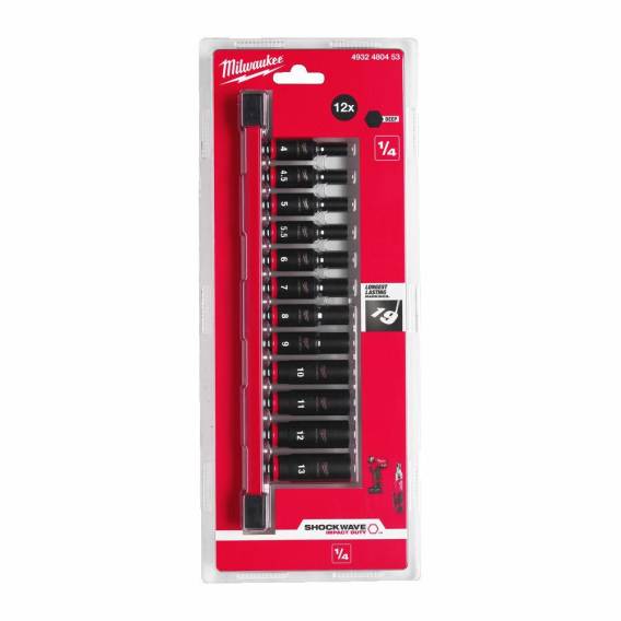 Obrázok pre MILWAUKEE IMPACT SOCKET SET 1/4" 12pcs