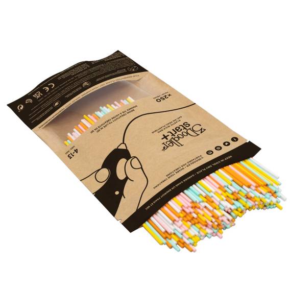 Obrázok pre 3Doodler Start Eco Plastic - Fire and Ice Mixed Bag 250 Kompostovatelný plast Oranžová, Tyrkysová, Bílá, Žlutá 1 g