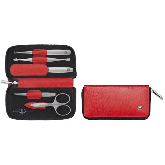 Obrázok pre Zwilling Twinox Travel Set – Red 5-Piece Leather Pouch - Red