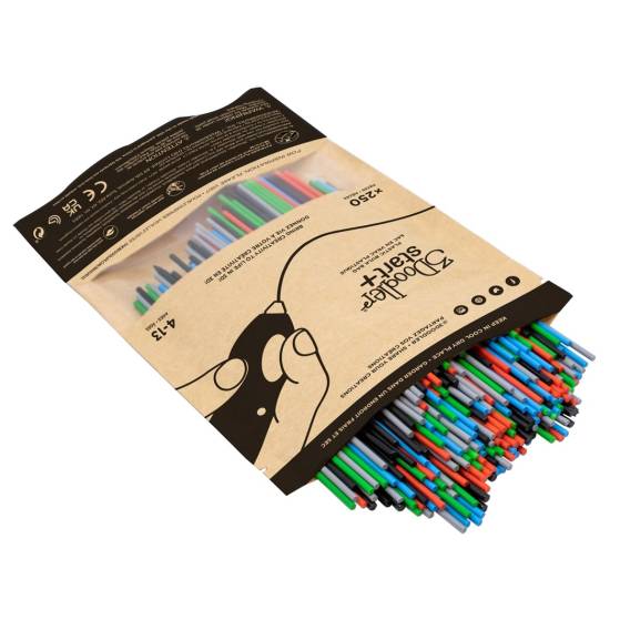 Obrázok pre 3Doodler Primary Pow Mixed Bag 250 Kompostovatelný plast Modrá, Zelená, Šedá, Červená 1 g