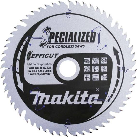 Obrázok pre MAKITA CIRCULAR SAW BLADE 165x20x56Z EFFICUT MDF/LAMINATE/WOOD