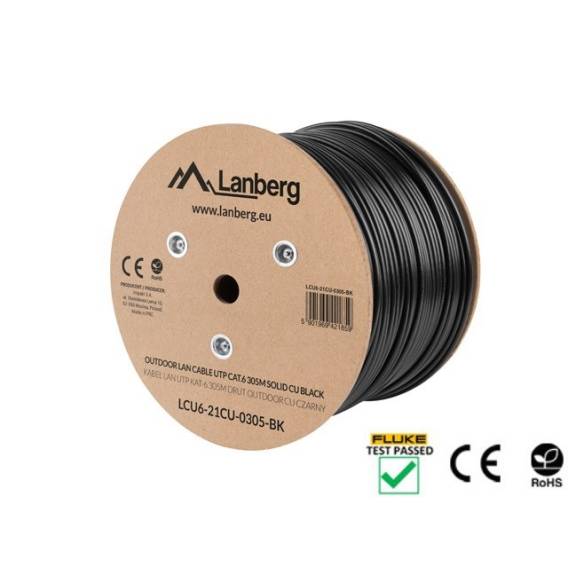 Obrázok pre Lanberg LCU6-21CU-0305-BK síťový kabel Černá 305 m Cat6 U/UTP (UTP)