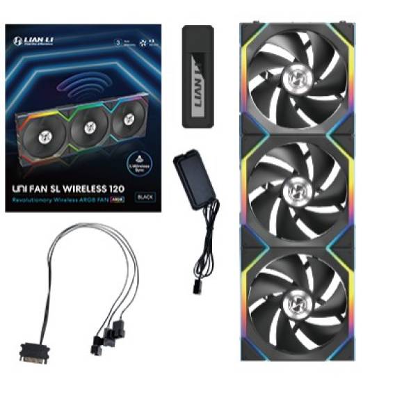 Obrázok pre Lian Li UNI FAN SL Wireless ARGB PWM Fan, 3-Pack incl. Controller - 120 mm, black