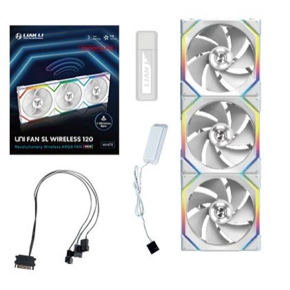 Obrázok pre Lian Li UNI FAN SL Wireless 120 Reverse Blade Počítačová skříň Ventilátor 12 cm Bílá 3 kusů