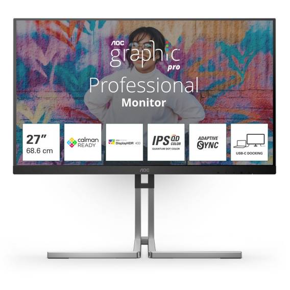 Obrázok pre AOC Q27U3CV počítačový monitor 68,6 cm (27") 2560 x 1440 px Quad HD LCD Černá