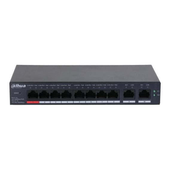 Obrázok pre Dahua Technology DH-CS4010-8ET-110 síťový přepínač Řízený L2 Fast Ethernet (10/100) Podpora napájení po Ethernetu (PoE) Černá