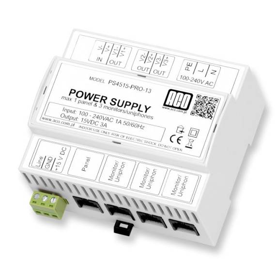 Obrázok pre ACO PS45-15-PRO-13 Video power supply DIN 15V, 3A