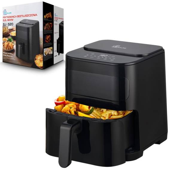 Obrázok pre Extralink HOME AIR FRYER 5.2L EU SJ-520 fritovací hrnec Samostarný 5,2 l 1600 W Horkovzdušná fritéza Černá