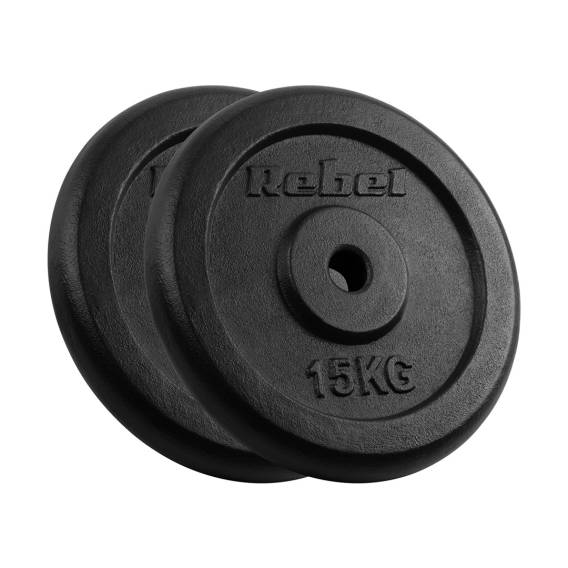 Obrázok pre Cast iron weight set 2x15kg, bore 31mm, classic disc, REBEL ACTIVE