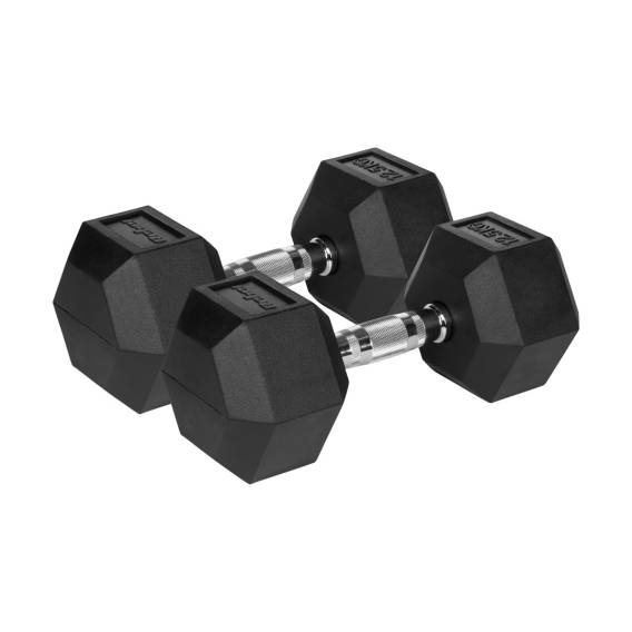 Obrázok pre Rubberized cast iron dumbbells HEX 2x12.5 kg REBEL ACTIVE
