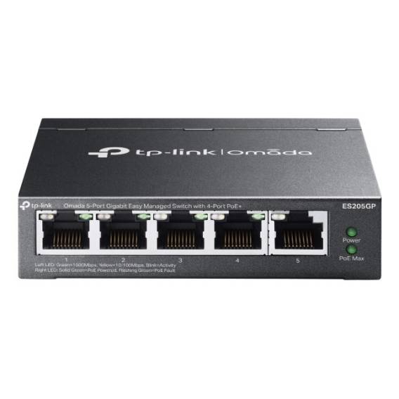 Obrázok pre TP-Link Omada ES205GP síťový přepínač Řízený Gigabit Ethernet (10/100/1000) Podpora napájení po Ethernetu (PoE) Černá
