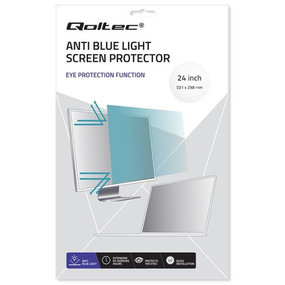 Obrázok pre Qoltec 51076 Filtr proti modrému světlu 24" | 16:9 | Ochrana očí | Antireflexní