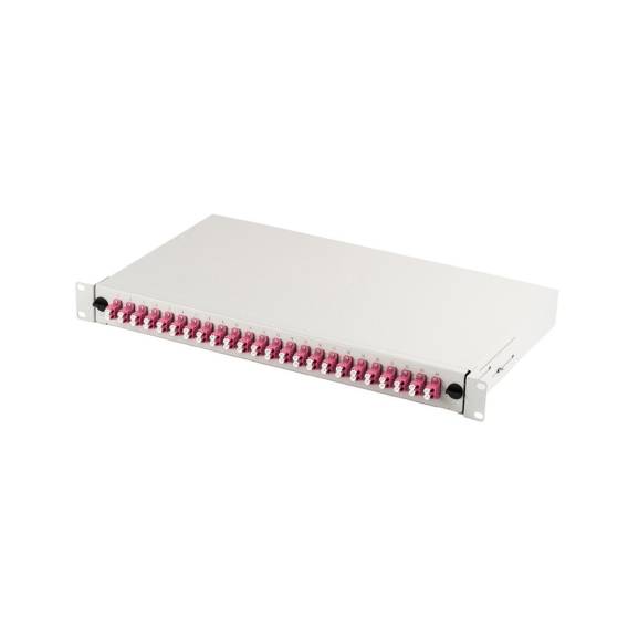 Obrázok pre FO patch panel with 19'' 1U accessory, 24x LC dx, OM4, adapters, extendable, grey