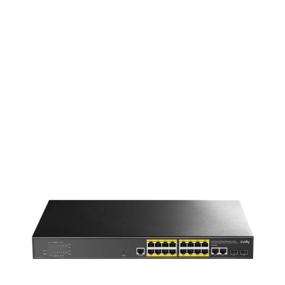 Obrázok pre Cudy 16-Port Gigabit Managed PoE+ Switch with 2 Uplink GbE Ports and 2 SFP, GS2018PS2 1.0 Řízený L2/L3 Gigabit Ethernet (10/100/1000) Podpora napájení po Ethernetu (PoE) 1U Černá