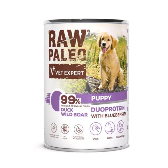 Obrázok pre VETEXPERT Raw Paleo Duoprotein Duck & Boar Puppy - vlhké krmivo pro psy - 400g