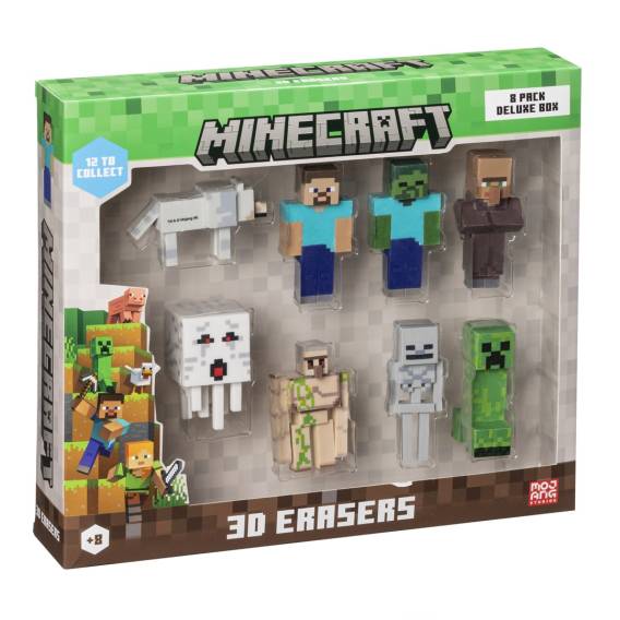 Obrázok pre MINECRAFT 3D ERASERS - 8 PACK DELUXE BOX VER.A
