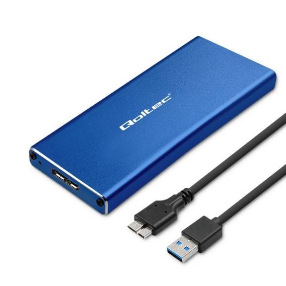 Obrázok pre Qoltec 51832 Kryt | M.2 SSD disk | SATA | NGFF| USB 3.0 | Super rychlost 5 Gb/s | 2TB | Modrý