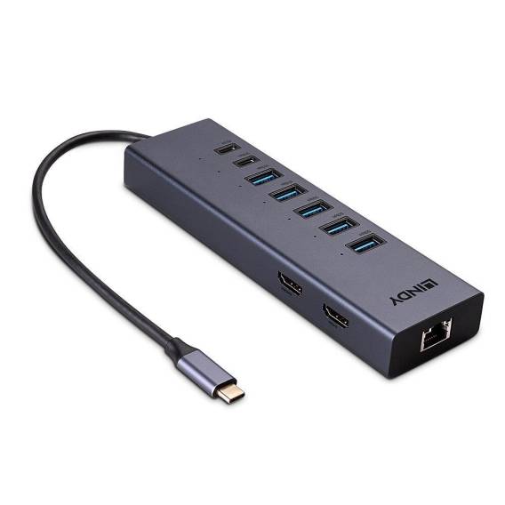 Obrázok pre Lindy 43373 dokovací stanice/replikátor portů Kabel USB 3.2 Gen 2 (3.1 Gen 2) Type-C Šedá