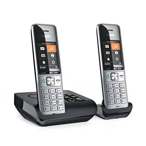 Obrázok pre Gigaset COMFORT 500A duo Analog/DECT telefon Identifikace volajícího Černá, Stříbrná