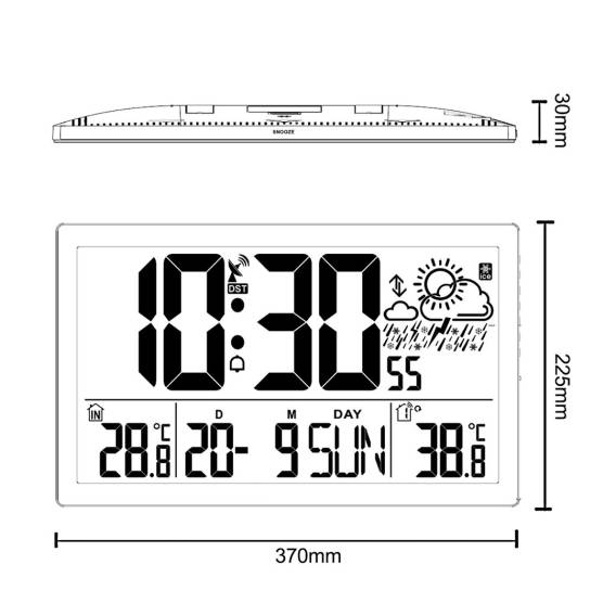 Obrázok pre Extra velké nástěnné hodiny LCD GreenBlue, teplota, datum, GB218