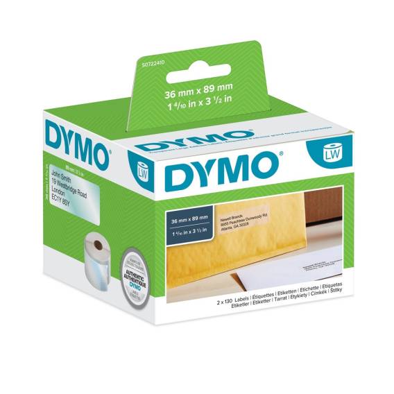 Obrázok pre DYMO LW velké adresní štítky, průhledný plast, 89x36mm
