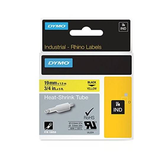 Obrázok pre DYMO RHINO - plochá smršťovací bužírka 19mm x 1,5m, černá na žluté