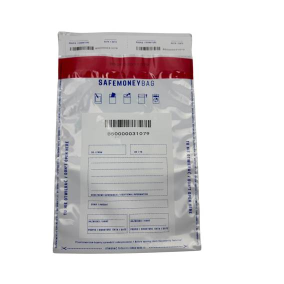 Obrázok pre Bezpečnostní obálky BESTPAK SAFEMONEYBAG vkladové obálky 190x260+35 mm B5 100 ks. Bílá