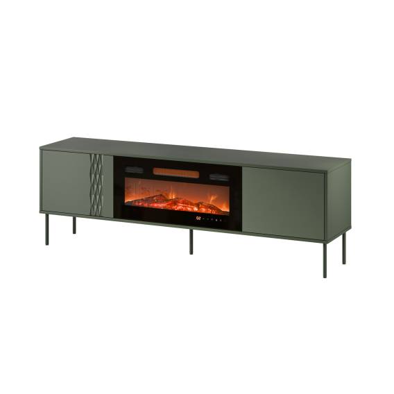 Obrázok pre Cama RTV skříň EF + krb černá TRESSE 180x40x54,5 matná zelená