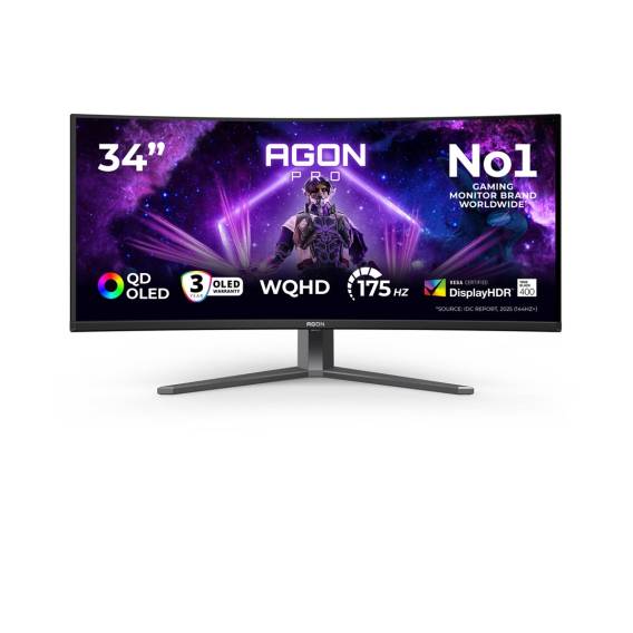 Obrázok pre AOC AGON PRO AG346UCDAM počítačový monitor 86,4 cm (34") 3440 x 1440 px Wide Quad HD QD-OLED Černá, Šedá
