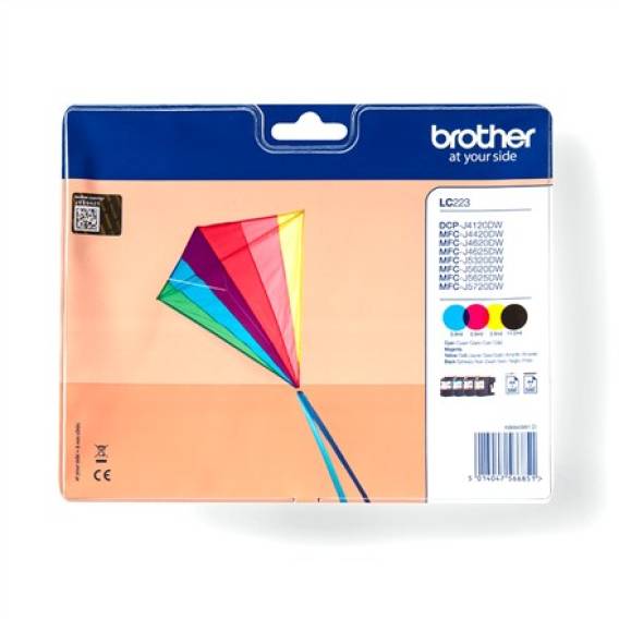 Obrázok pre Brother LC-223VALBP inkoustová náplň 4 kusů Originální Černá, Azurová, Purpurová, Žlutá
