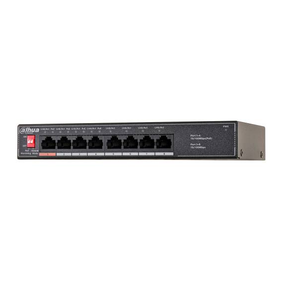 Obrázok pre Dahua Technology PoE SF1008LP Nespravované L2 Fast Ethernet (10/100) Podpora napájení po Ethernetu (PoE) Černá