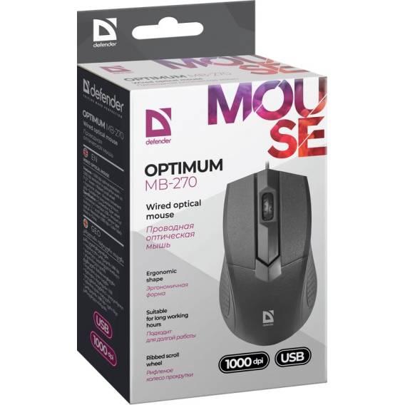 Obrázok pre Defender Optimum MB-270 myš Kancelář Pro praváky USB Typ-A Optický 1000 DPI