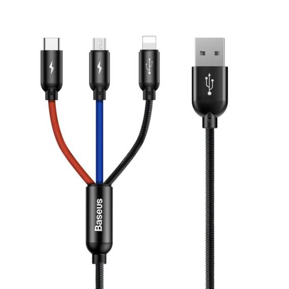 Obrázok pre BASEUS Colorfone CAMLT-BSY01 USB kabel 1,2 m USB A 3 x USB C Černá, Červená, Modrá