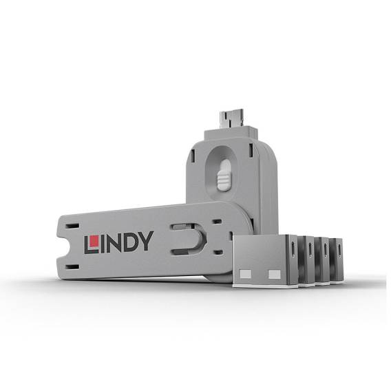 Obrázok pre Lindy 40454 blokátor portů Blokátor portu + klíč USB Typ-A Bílá ABS (akrylonitril-butadien-styren) 5 kusů