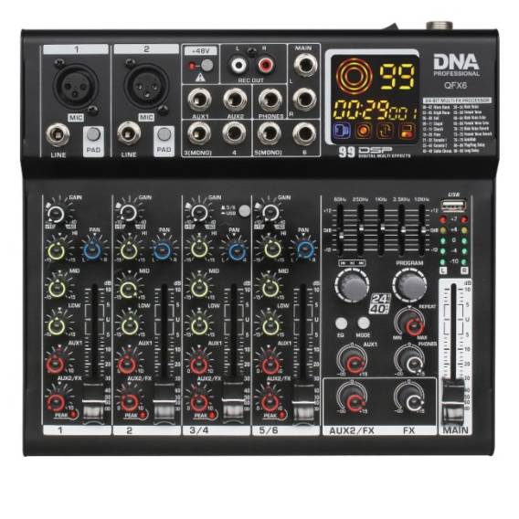 Obrázok pre DNA QFX6 6-channel analog sound mixer with Bluetooth
