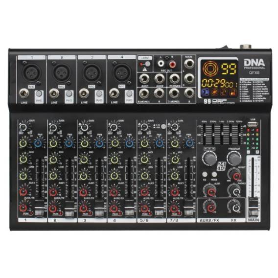 Obrázok pre DNA QFX8 analog audio mixer 8 channels Bluetooth