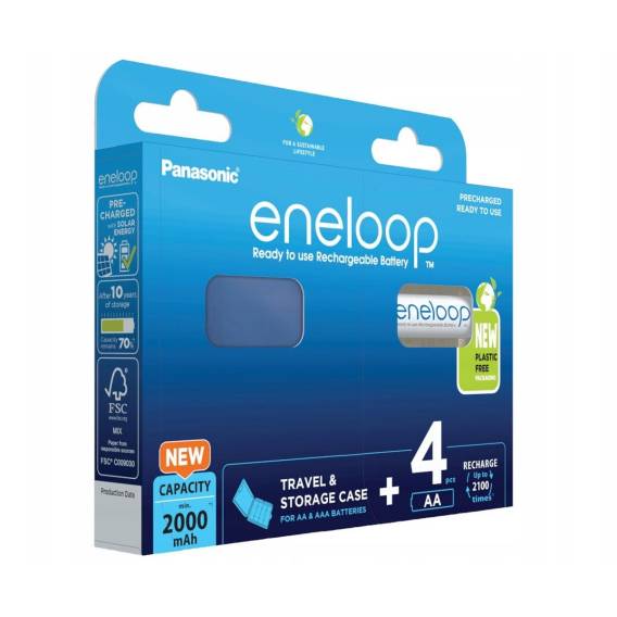 Obrázok pre Dobíjecí baterie PANASONIC ENELOOP AA 2000 mAh 4 szt + pouzdro (BK-3MCDE/4CP+CASE)
