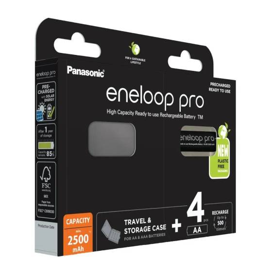 Obrázok pre Dobíjecí baterie PANASONIC ENELOOP PRO AA 2500 mAh 4 szt + pouzdro (BK-3HCDE/4CP+CASE)