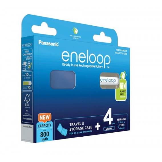 Obrázok pre Dobíjecí baterie PANASONIC ENELOOP AAA 800 mAh 4 szt + pouzdro (BK-4MCDE/4CP+CASE)