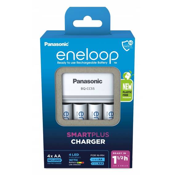 Obrázok pre Nabíječka baterií PANASONIC Eneloop Smartplus BQ-CC55 + 4x AA 2000 mAh (K-KJ55MCD40E)