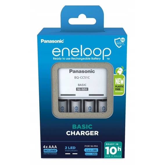Obrázok pre Nabíječka baterií PANASONIC Eneloop Basic BQ-CC51 + 4x AAA 800 mAh (K-KJ51MCD04E)