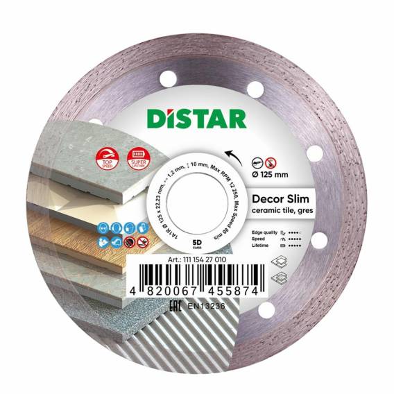 Obrázok pre DISTAR DIAMOND BLADE DÉCOR SLIM 125 x 1,2 x 8 x 22,23mm
