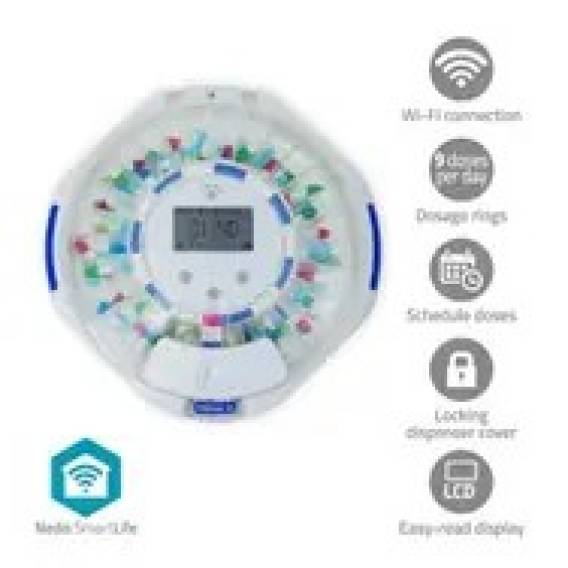 Obrázok pre Pill dispenser Nedis SmartLife with 28 compartments, 9 reminders in White